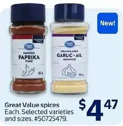 Walmart Great Value spices offer
