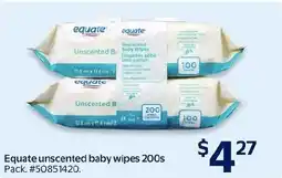 Walmart Equate unscented baby wipes offer