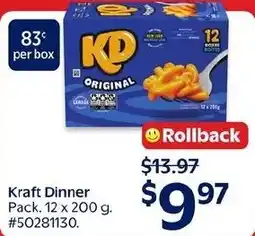 Walmart Kraft dinner original mac and cheese offer