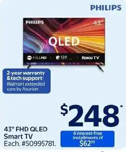 Walmart Philips 43" FHD QLED Smart TV offer