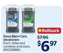 Walmart Dove Men+Care deodorant offer