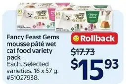 Walmart Fancy Feast Gems mousse pâté wet cat food variety pack offer