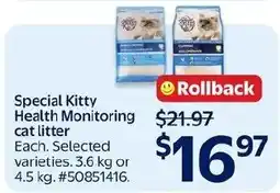 Walmart Special Kitty Health Monitoring cat litter offer
