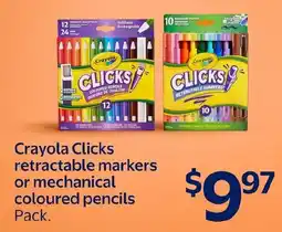 Walmart Crayola Clicks retractable markers or mechanical coloured pencils offer