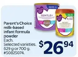 Walmart Parent's Choice milk-based infant formula powder offer