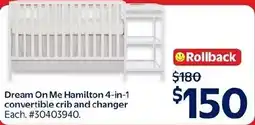 Walmart Dream On Me Hamilton 4-in-1 convertible crib and changer offer