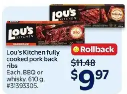 Walmart Lou's Kitchen pork back ribs offer
