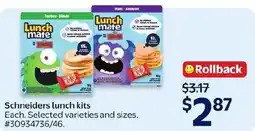 Walmart Schneiders lunch kits offer