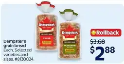 Walmart Dempster's grain bread offer