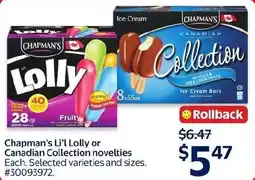 Walmart Chapman's Li'l Lolly or Canadian Collection novelties offer