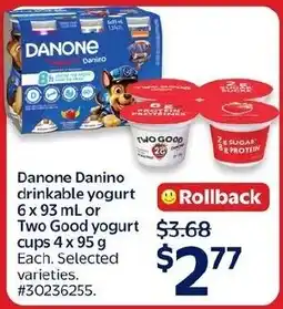 Walmart Danone Danino drinkable yogurt offer