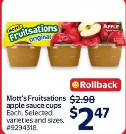 Walmart Mott's Fruitsations apple sauce cups offer