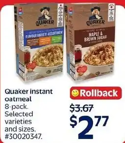 Walmart Quaker instant oatmeal offer