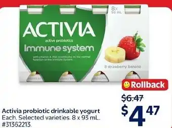Walmart Activia probiotic drinkable yogurt offer