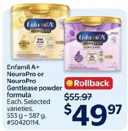 Walmart Enfamil A+ NeuroPro or NeuroPro Gentlease powder formula offer