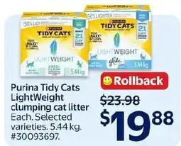 Walmart Purina Tidy Cats Lightweight clumping cat litter offer