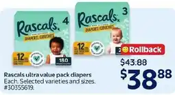 Walmart Rascals ultra value pack diapers offer