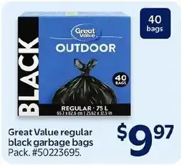 Walmart Great Value regular black garbage bags offer