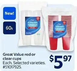 Walmart Great Value plastic cups offer