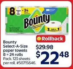 Walmart Bounty Select-A-Size paper towels offer