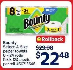 Walmart Bounty Select-A-Size paper towels offer
