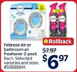 Walmart Febreze Air or bathroom air freshener 2-pack offer