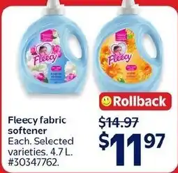 Walmart Fleecy fabric softener offer