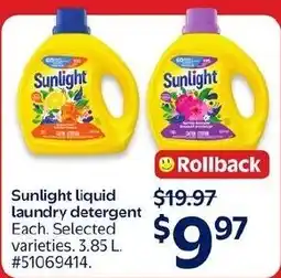 Walmart Sunlight liquid laundry detergent offer