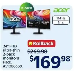 Walmart Acer 24" FHD ultra-thin monitors offer