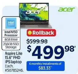 Walmart Acer Aspire Lite 15.6" FHD IPS laptop offer