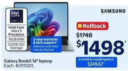 Walmart Samsung Galaxy Book6 14" laptop offer