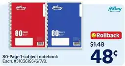 Walmart Hilroy 80-page 1-subject notebook offer