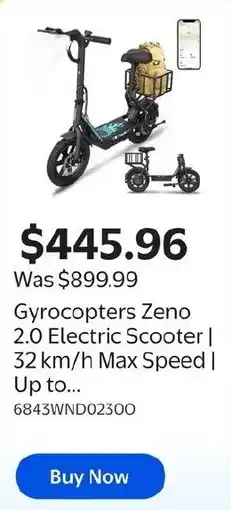 Walmart Gyrocopters Zeno 2.0 Electric Scooter offer