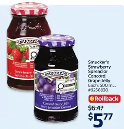 Walmart Smucker's strawberry spread or concord grape jelly offer