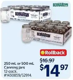 Walmart Bernardin canning jars offer
