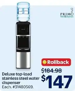 Walmart Primo deluxe top-load stainless steel water dispenser offer