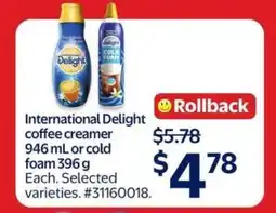Walmart International Delight Coffee Creamer or Cold Foam offer