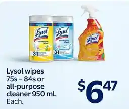 Walmart Lysol wipes or all-purpose cleaner offer