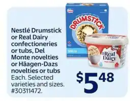 Walmart Nestlé Drumstick or Real Dairy Confectioneries or Tubs offer