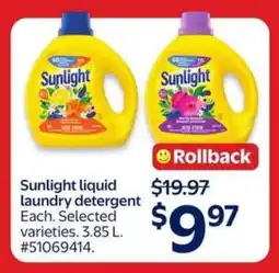 Walmart Sunlight Liquid Laundry Detergent offer