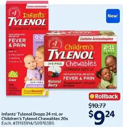 Walmart Infants' tylenol chewables offer