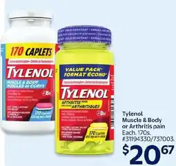 Walmart Tylenol Muscle & Body or Arthritis pain offer