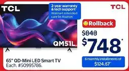 Walmart TCL 65" QD-Mini LED Smart TV offer