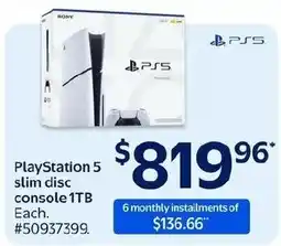 Walmart Sony playstation 5 slim disc console 1tb offer