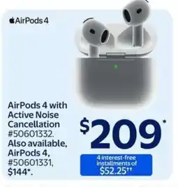 Walmart AirPods 4 with Active Noise Cancellation offer