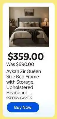 Walmart Aykah Zir Queen Size Bed Frame offer