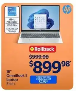Walmart 16 OmniBook 5 Laptop offer