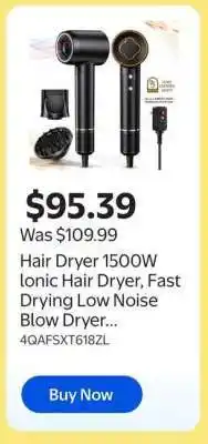 Walmart Hair Dryer 1500W Ionic Hair Dryer offer