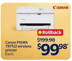 Walmart Canon PIXMA TR7122 wireless printer offer