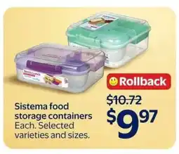 Walmart Sistema Food Storage Containers offer